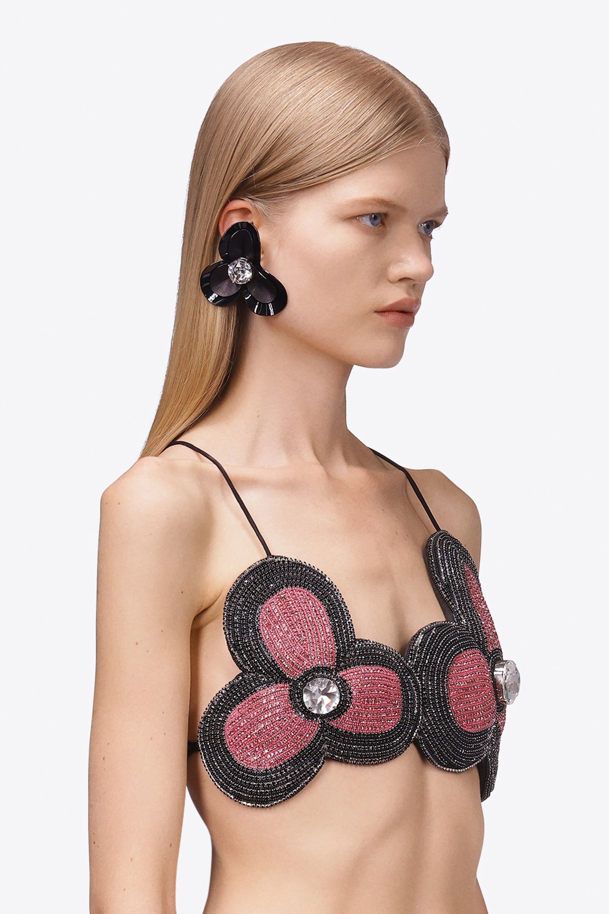 LEATHER FLOWER STUD EARRINGS - 2