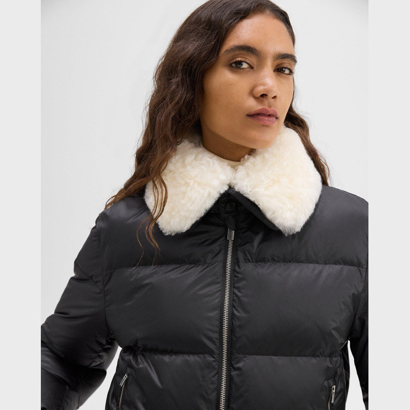 Shearling-Trimmed Puffer Jacket in Recycled Nylon 5