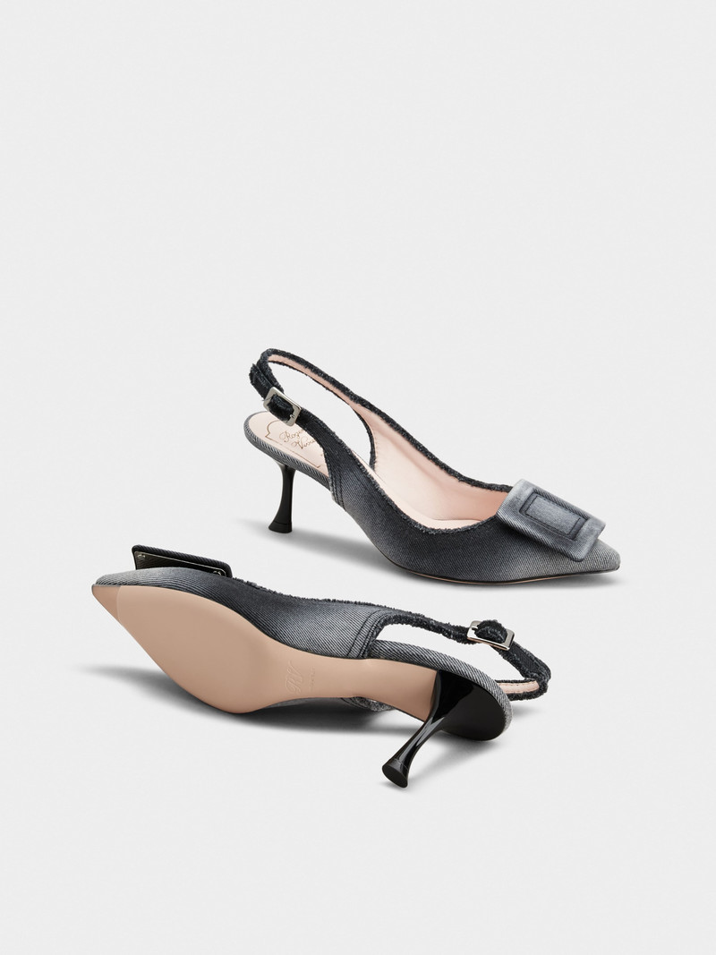 Viv' in The City Slingback Pumps in denim 6