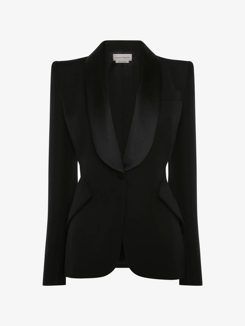 Women's Peak Shoulder Grain De Poudre Jacket in Black - 1