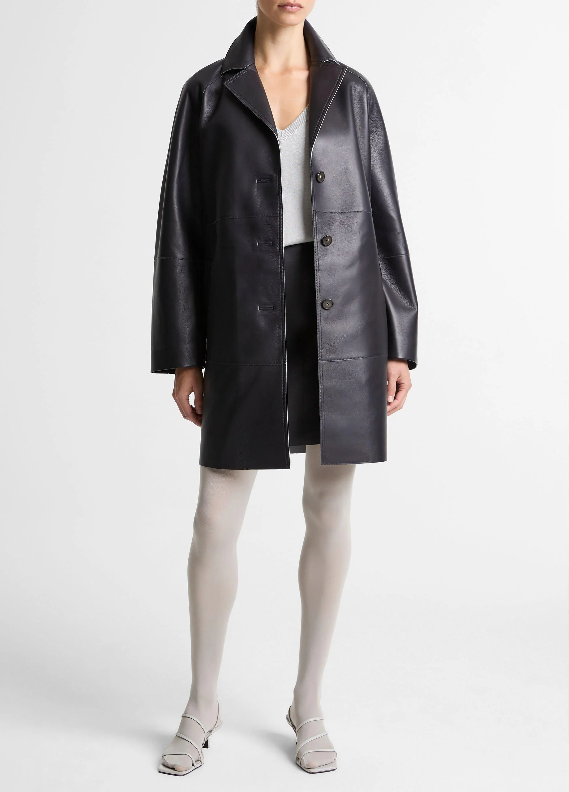 Bonded Leather Coat - 1