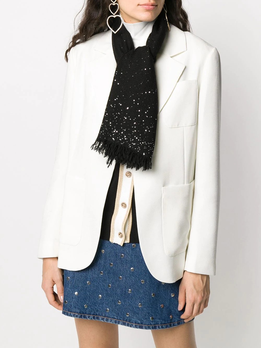 sequin-embellished frayed scarf  - 2