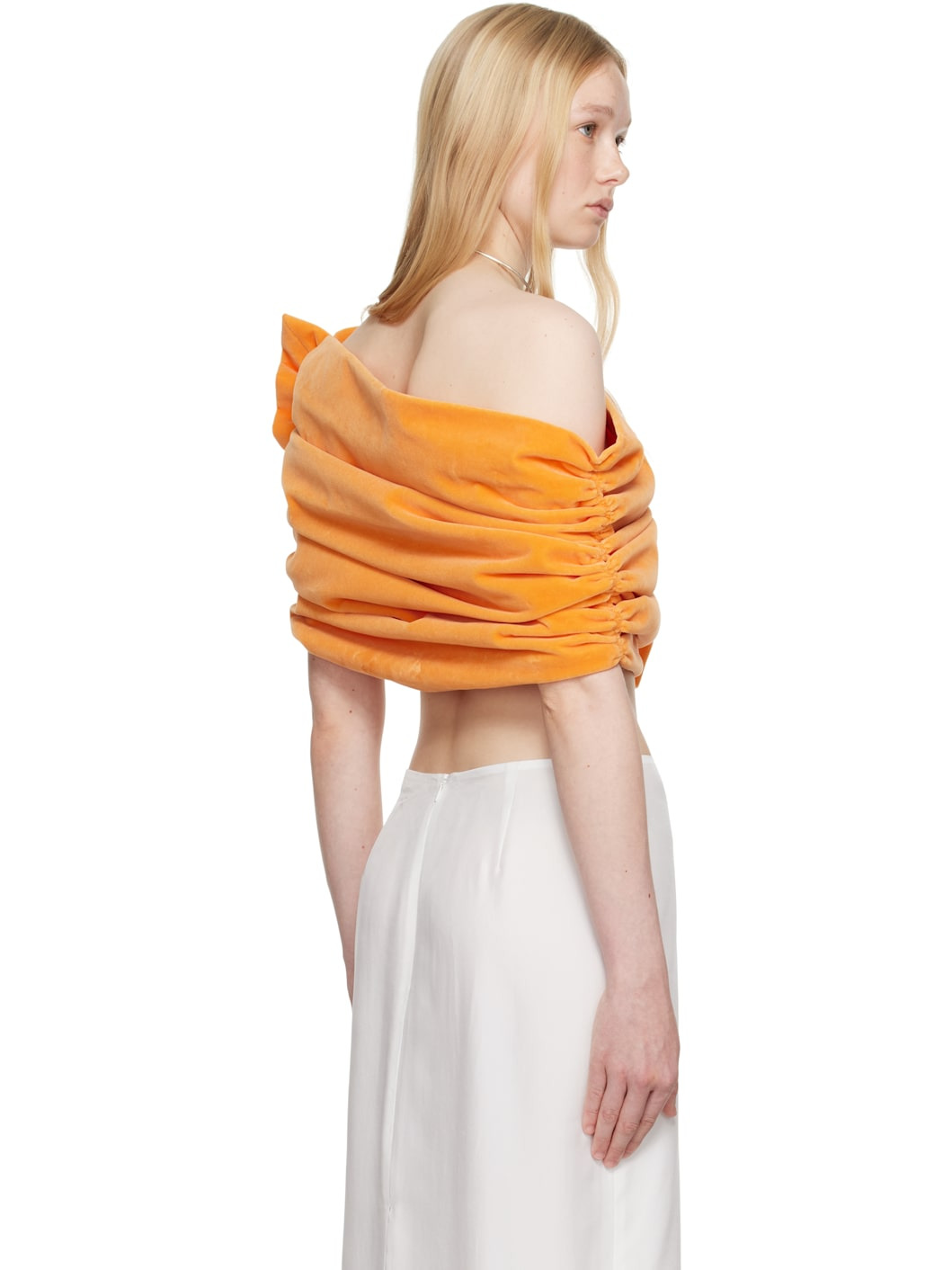 Orange Velvet Shawl Top - 3