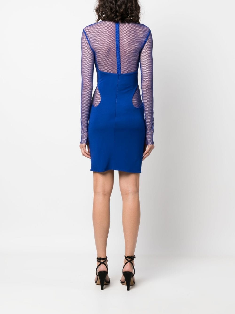 crepe mesh-panelling mini dress - 4