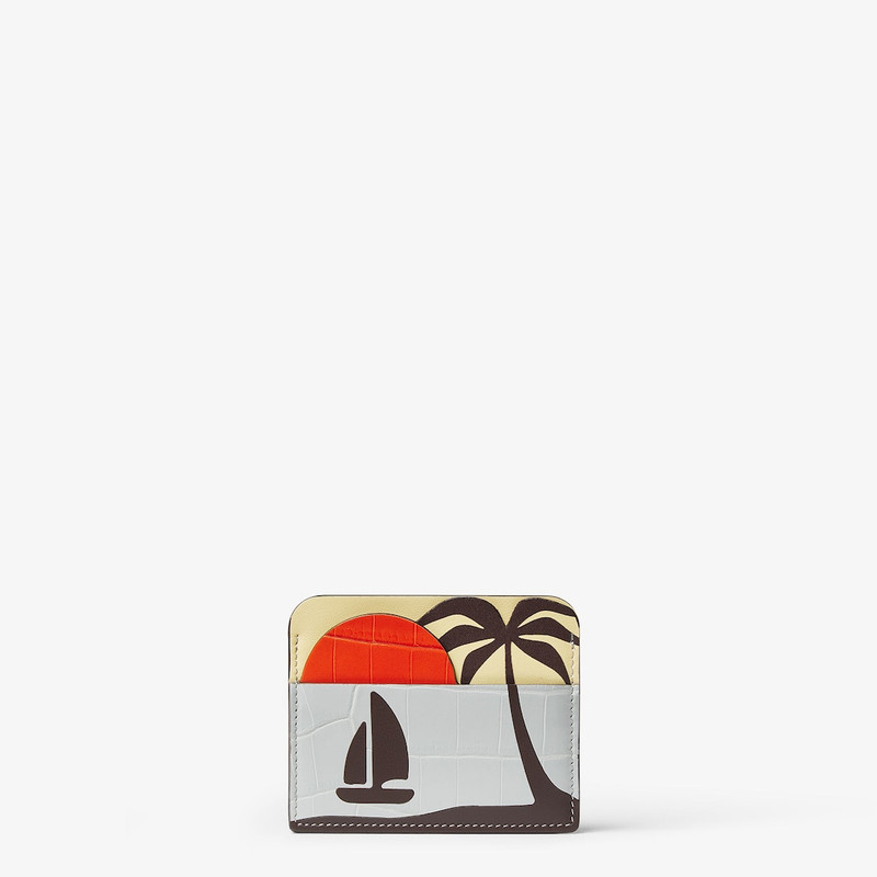 Fendi Postcard Card Case Multicolor leather and crocodile leather flat card holder 1