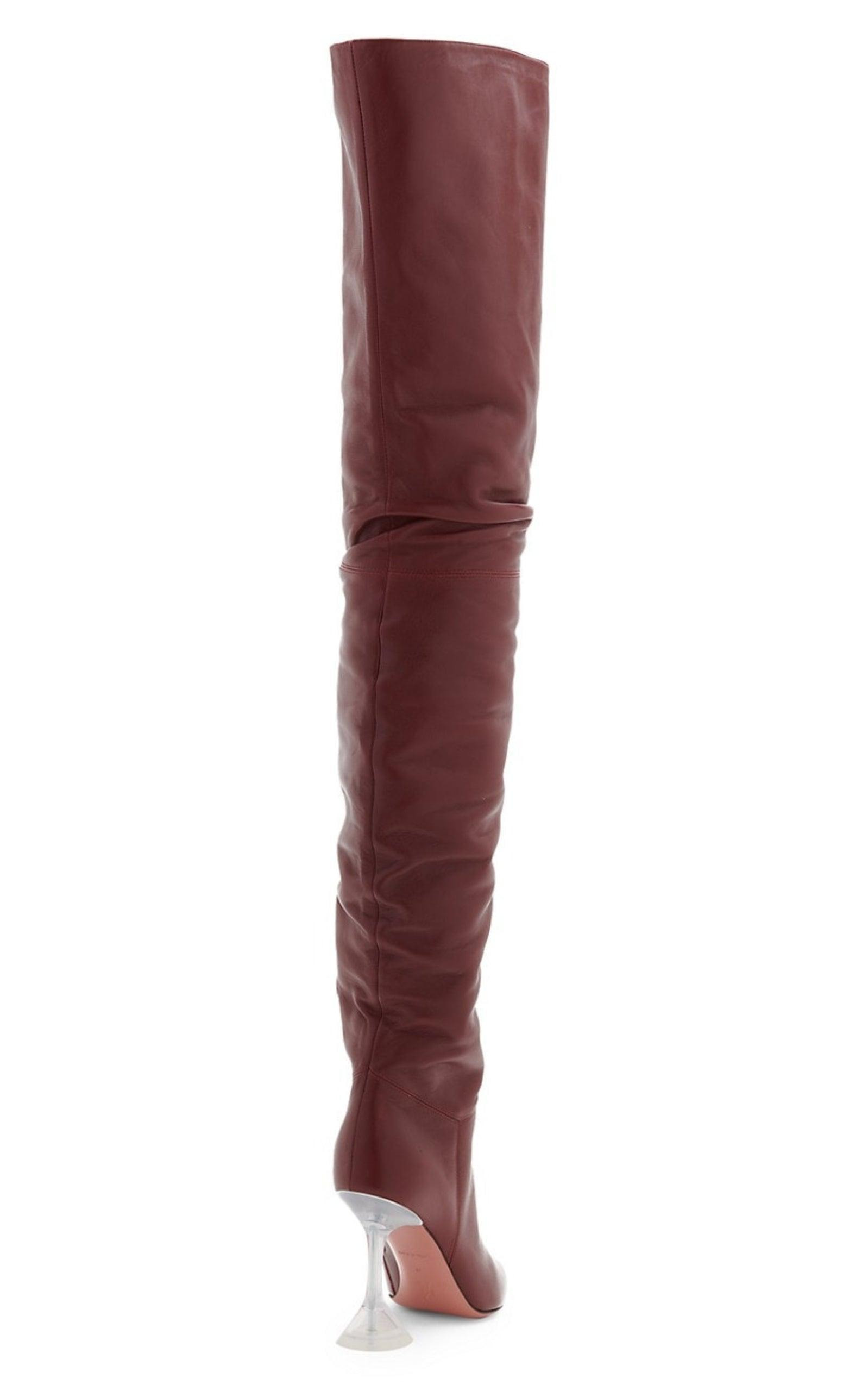 Olivia Burgundy Tall Leather Over The Knee Boots - 4