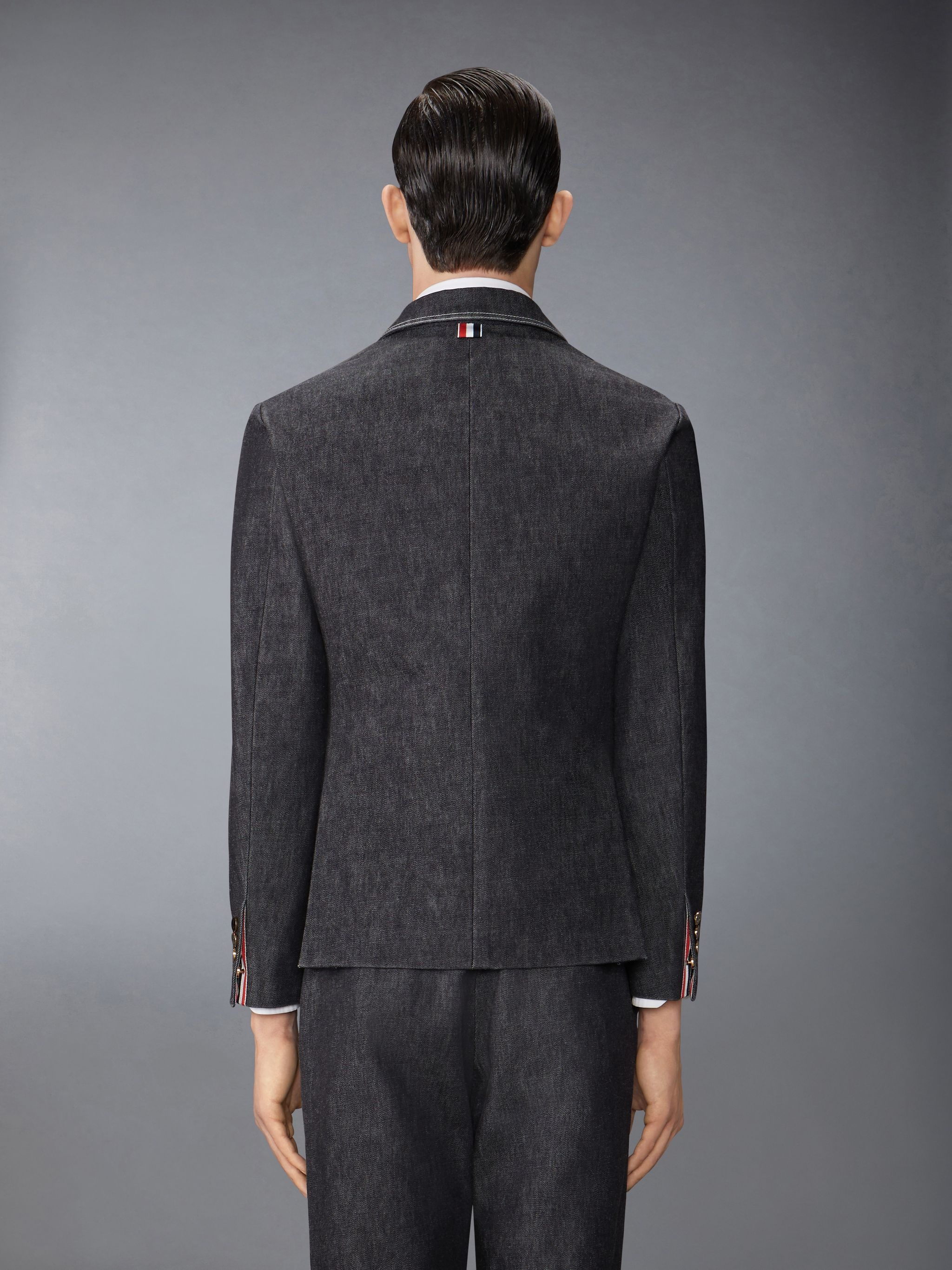Washed Denim Contrast Topstitching Unconstructed Classic Sport Coat - 2