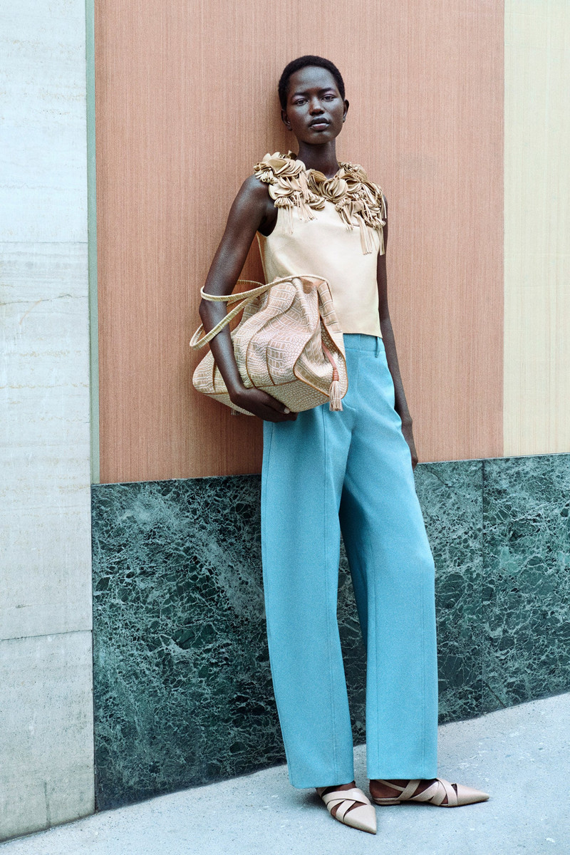 ULLA JOHNSON Marlowe Floral Applique Leather Top outlook