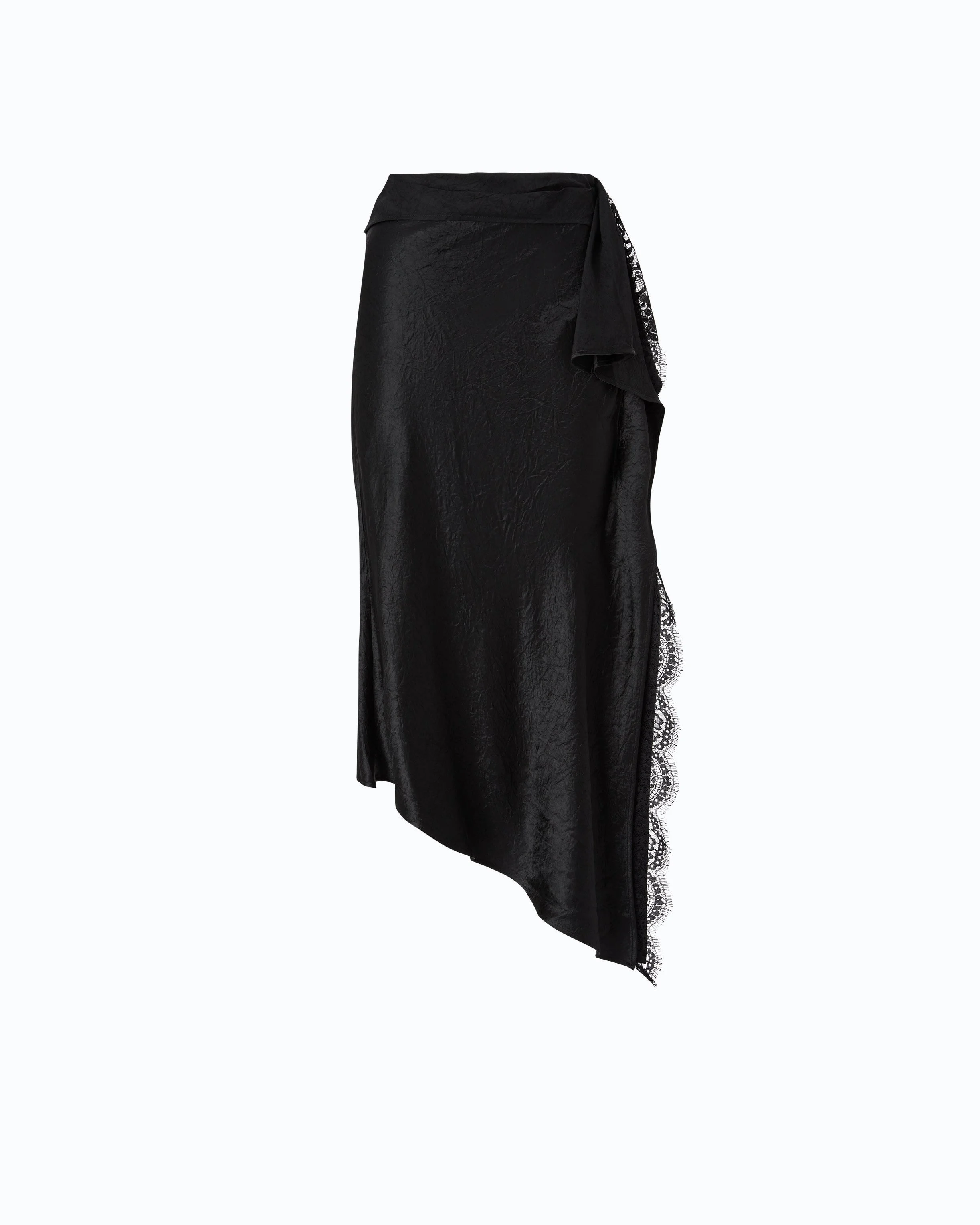 ASYMMETRIC MIDI SKIRT IN SATIN - 1