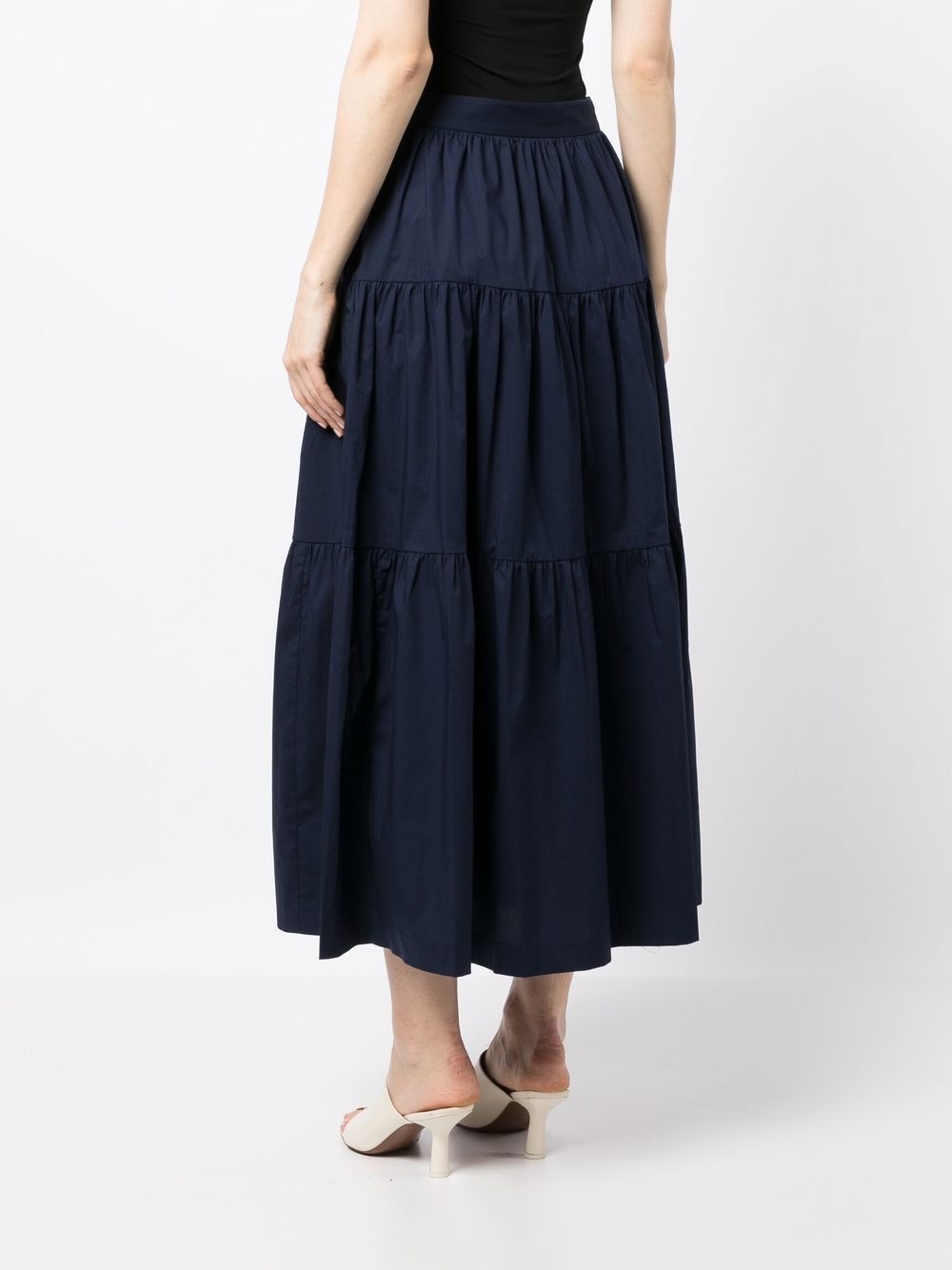 high-waisted tiered midi skirt - 4