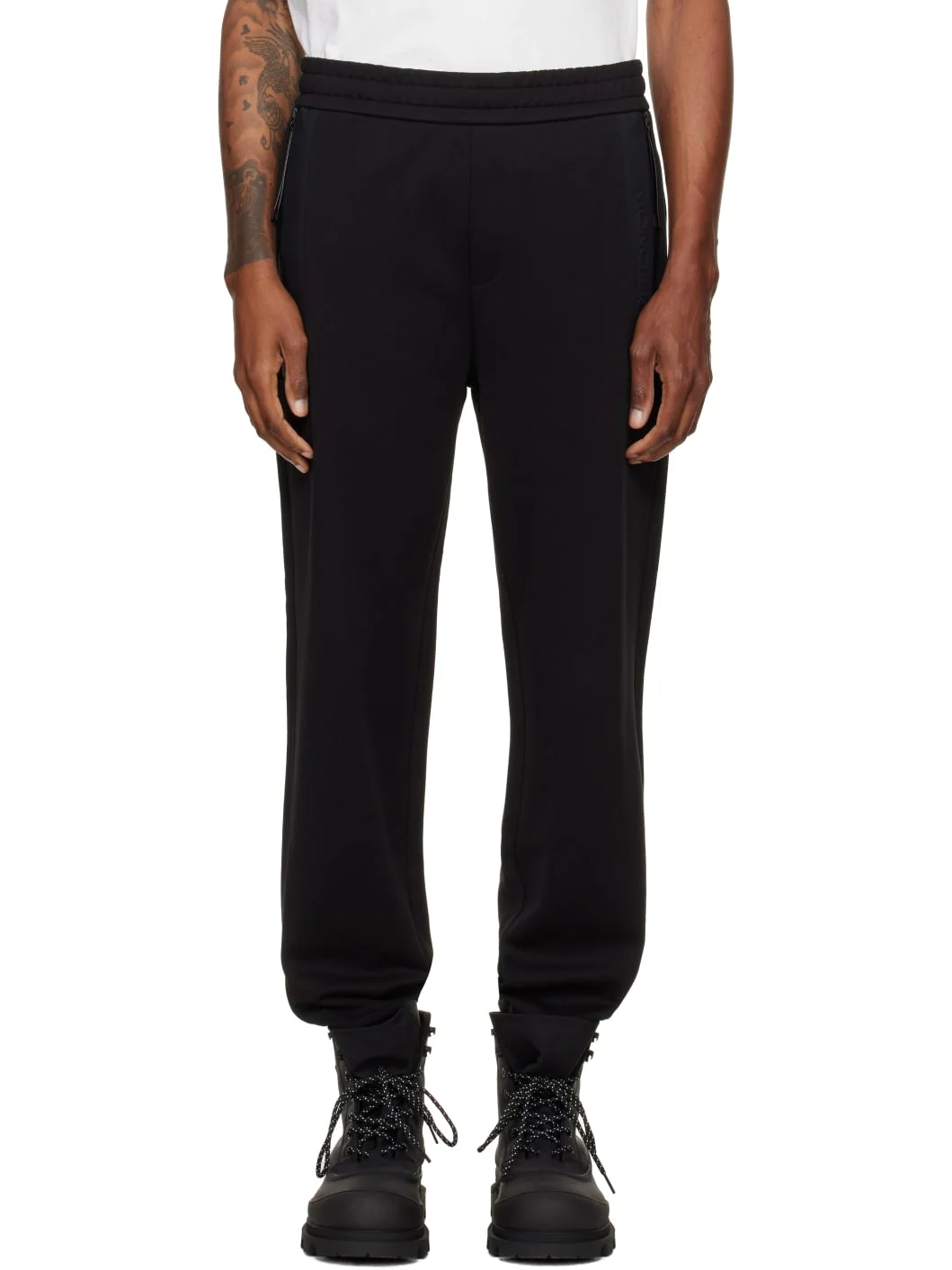 Black Cotton Terry Sweatpants - 1