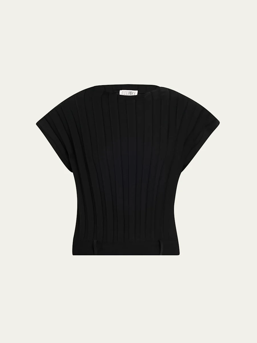 High-Neck Wide Ribbed Top - 1