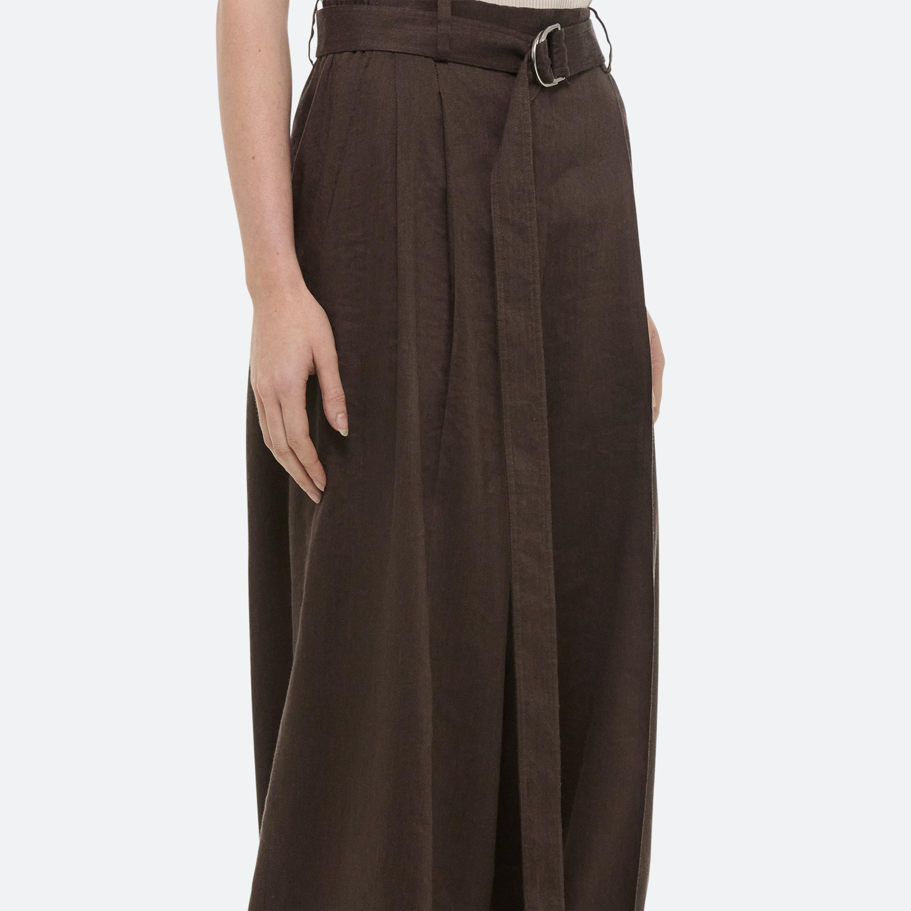 LINEN PLEATED WIDE TROUSERS - 6