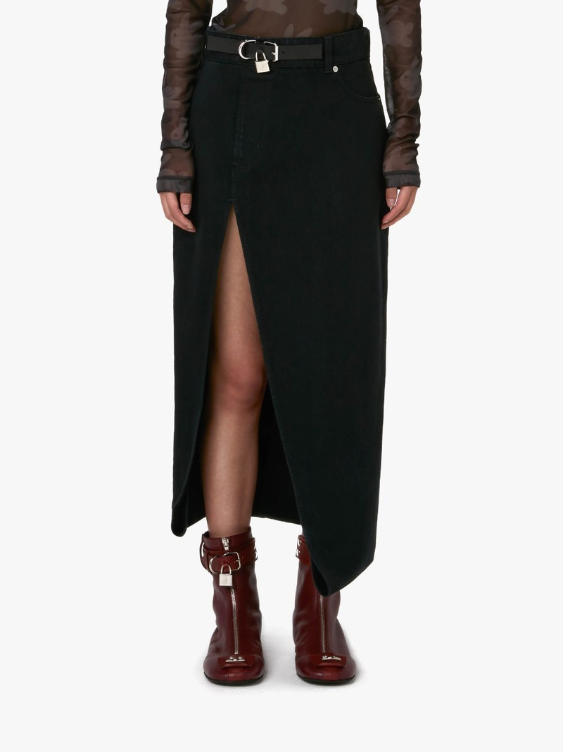 JW Anderson PADLOCK STRAP LONG SLIT DENIM SKIRT outlook
