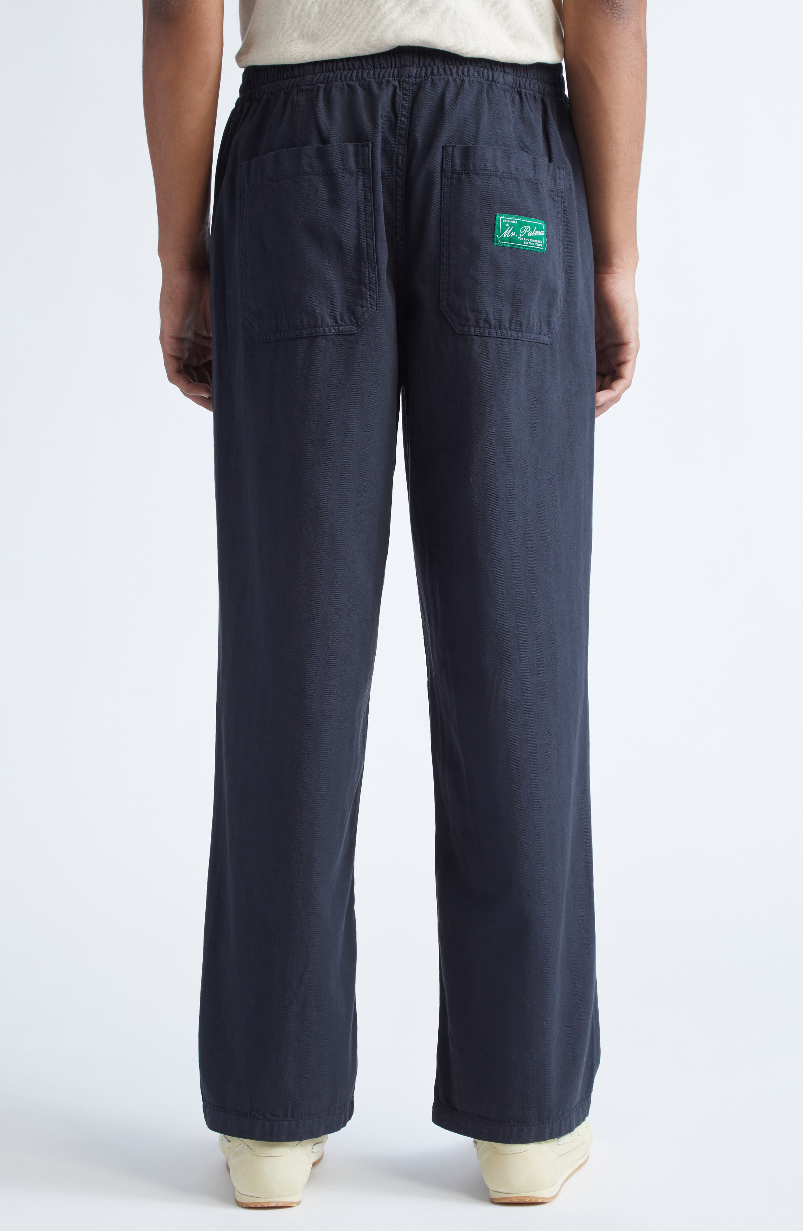 PALMES Lucien Cotton Herringbone Trousers in Black at Nordstrom - 3