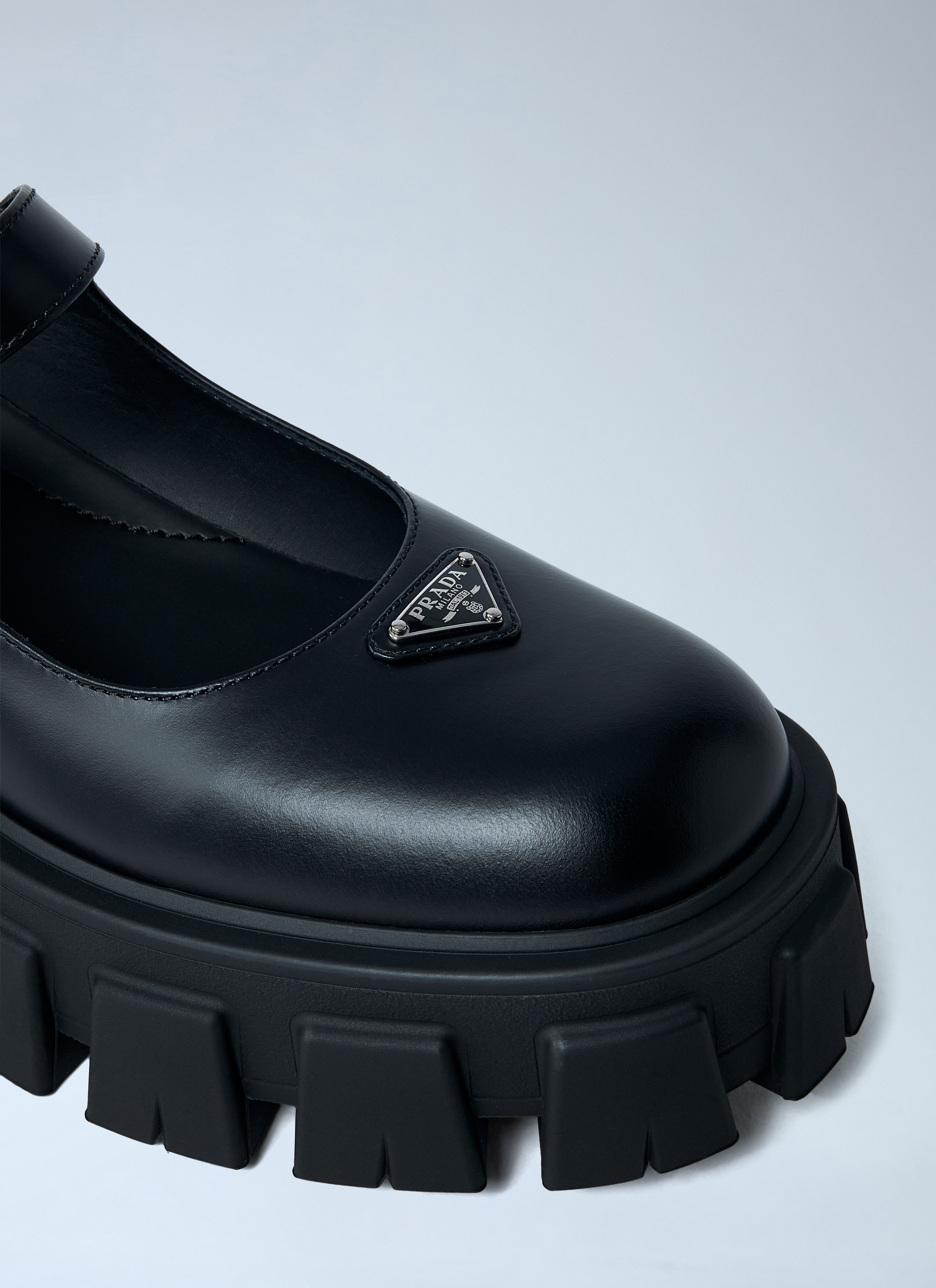 Leather Logo Plaque Platform Flats - 5