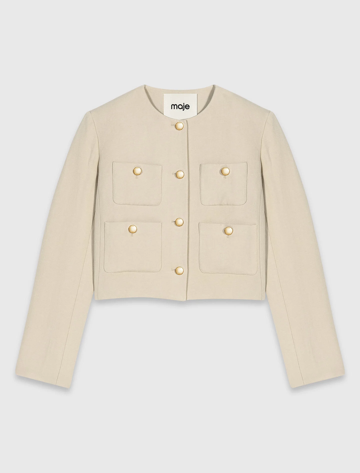 Short linen blend jacket - 1