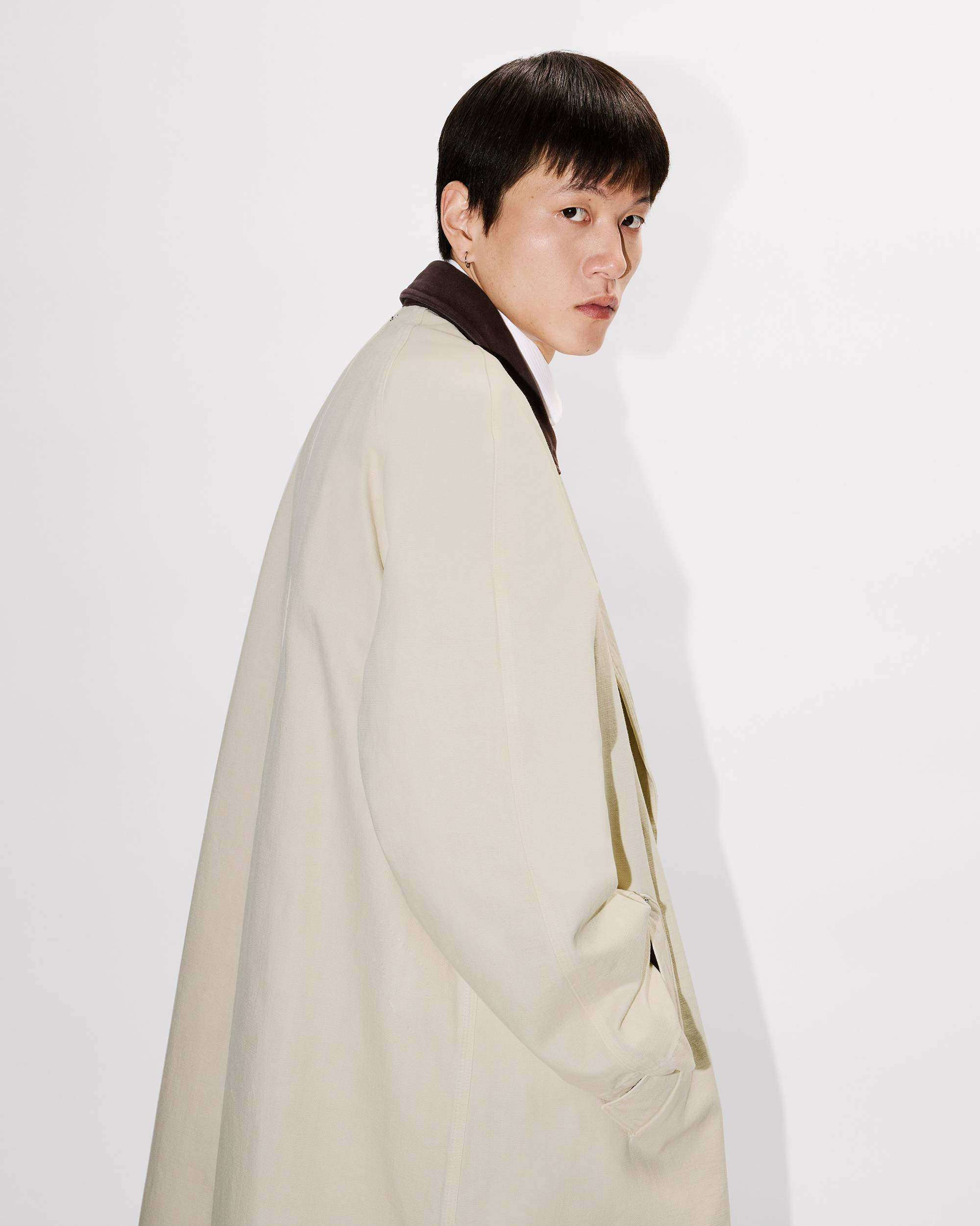 'KENZO Paris Chainstitch' wrap coat in washed cotton - 7