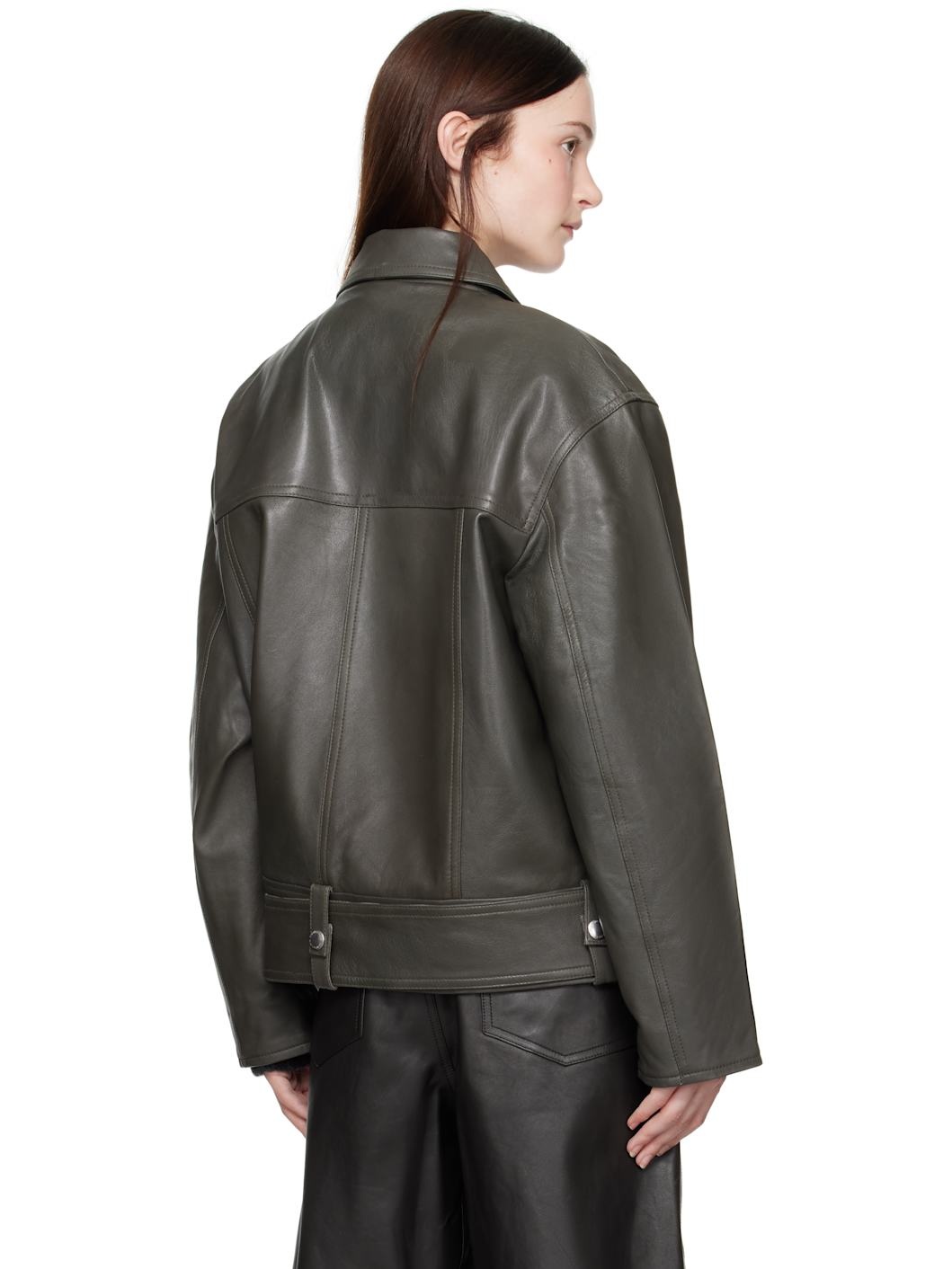 Gray Yara Leather Jacket - 3