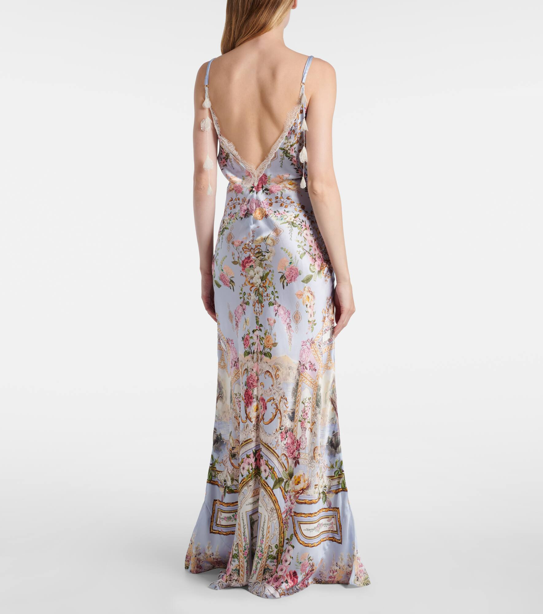 Tiled In Time lace-trimmed silk maxi dress - 3