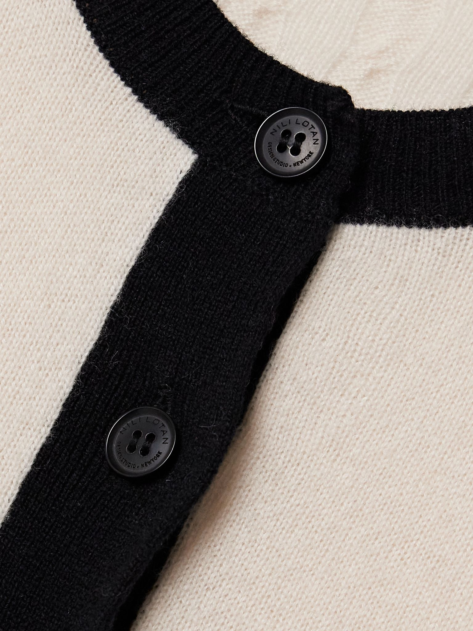 Meadow two-tone cashmere cardigan Ivory - 4