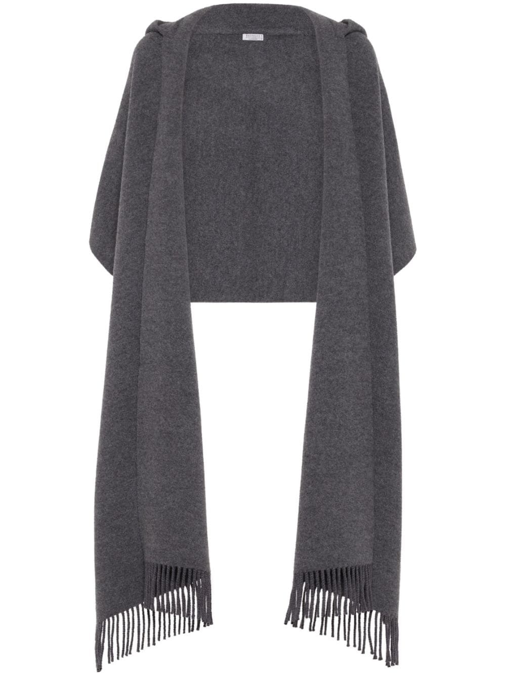 fringe-trim knitted cape - 1