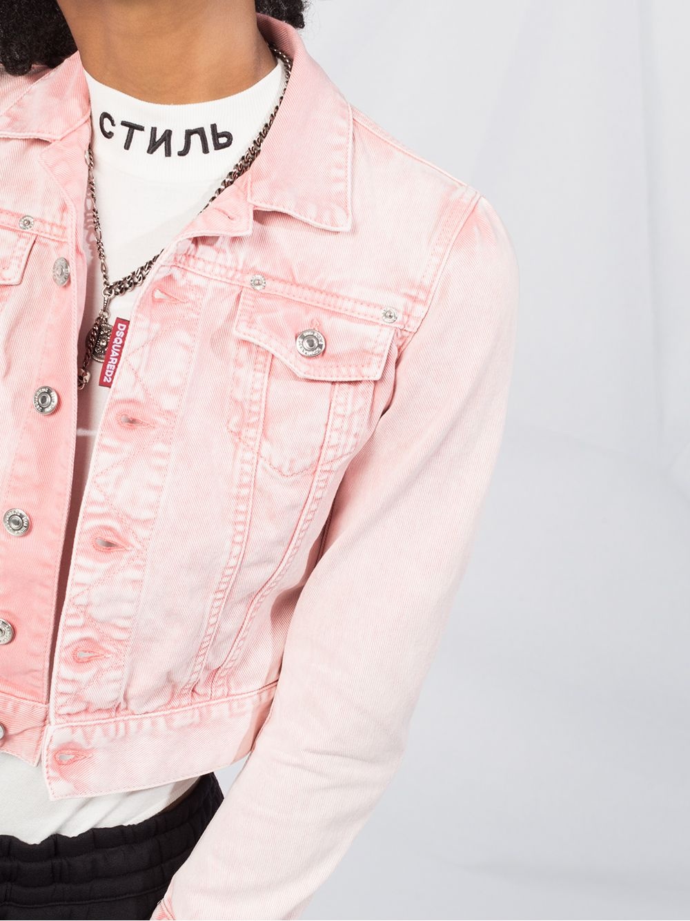 cropped denim jacket - 5