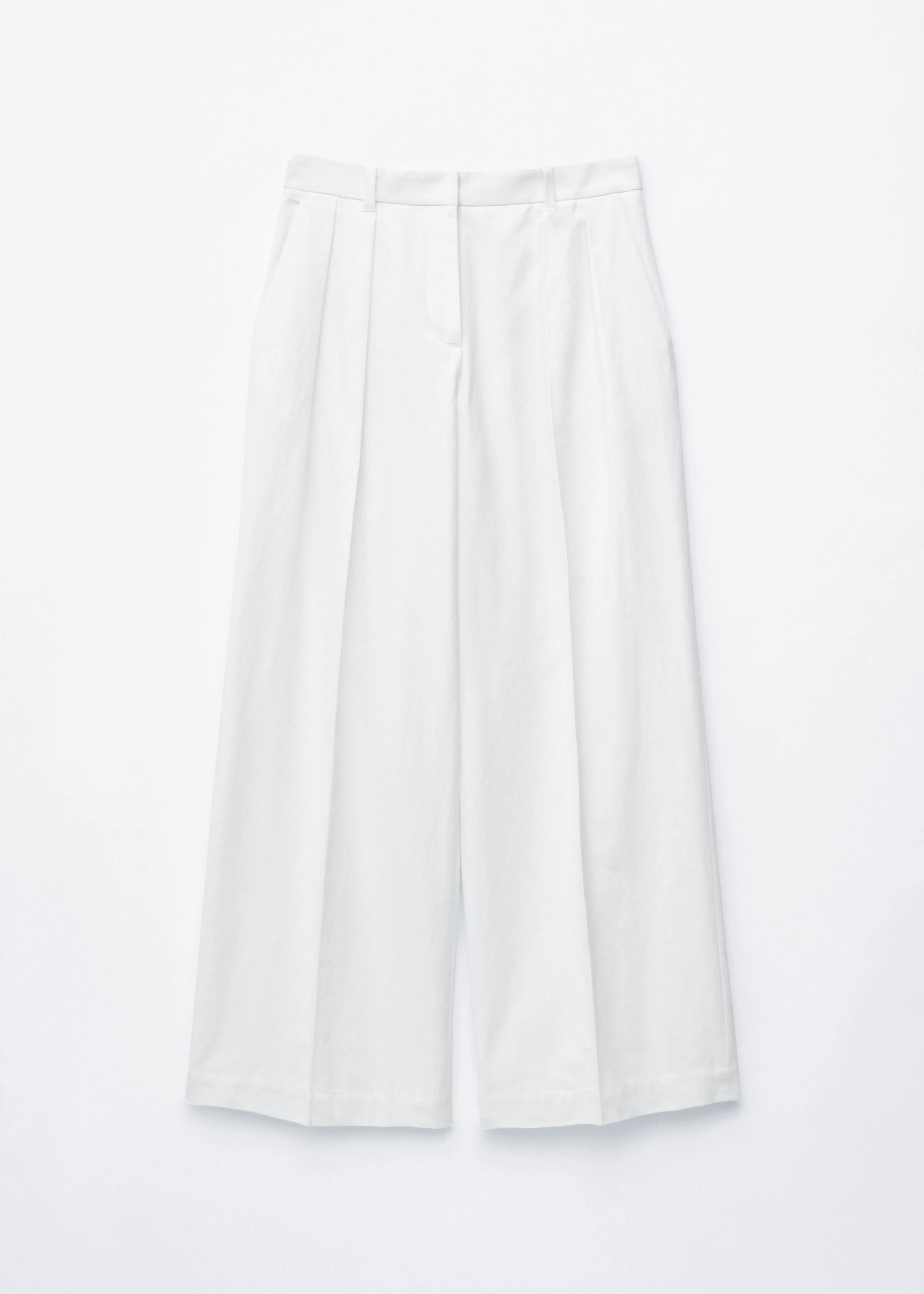 Pleated Cotton-Linen Trousers - 1