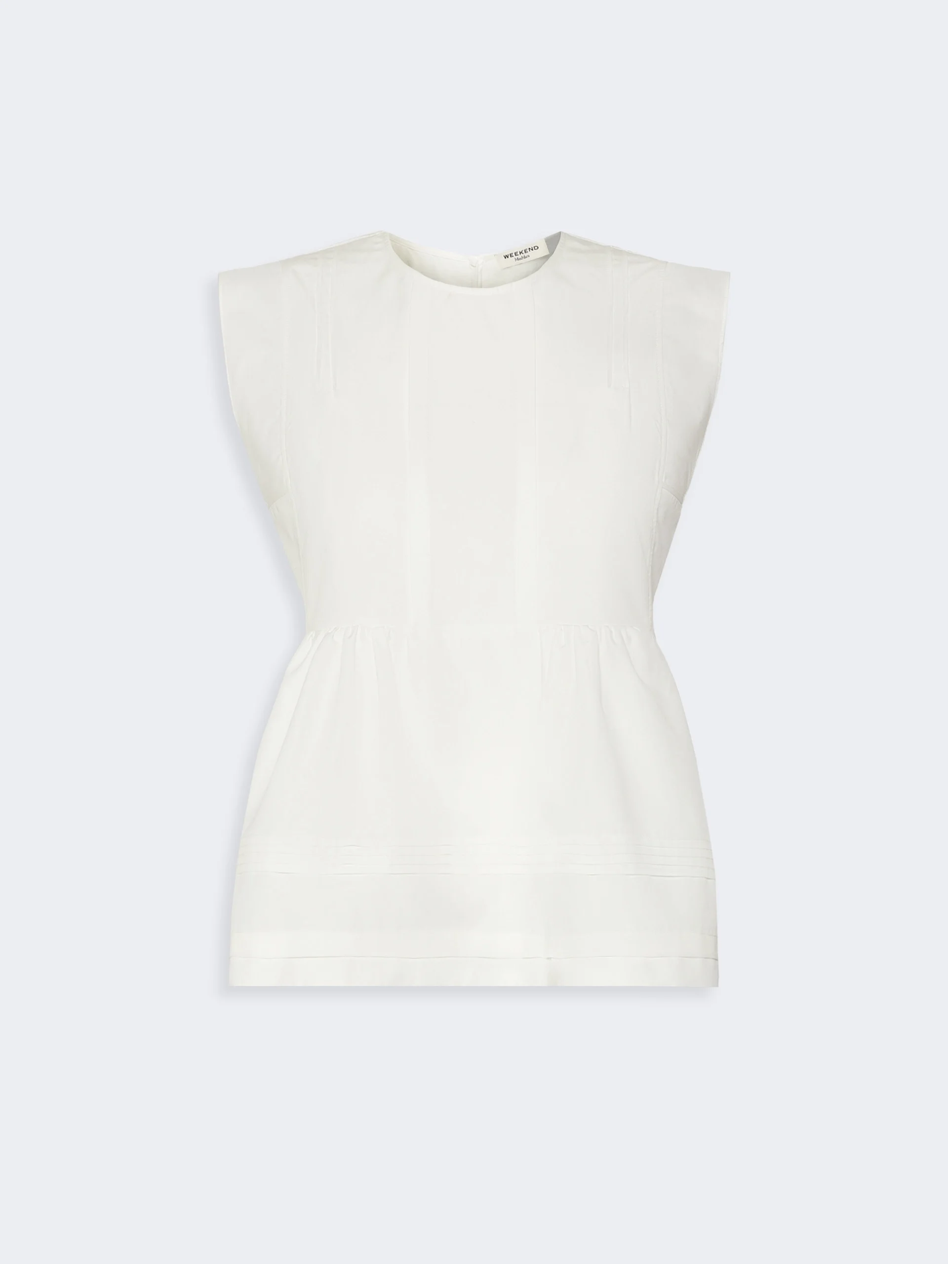 VALLO Sleeveless cotton poplin blouse - WHITE - 1