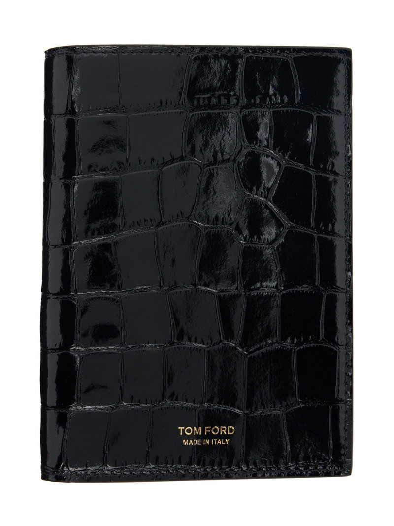 Black Shiny Croc T Line Passport Holder 1