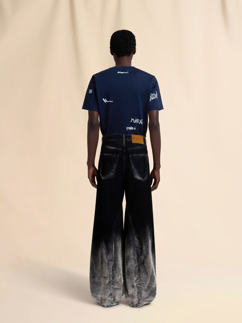 BLACK FLOCKED DENIM TWISTED JEANS - 3