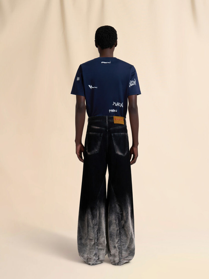 BLACK FLOCKED DENIM TWISTED JEANS 3