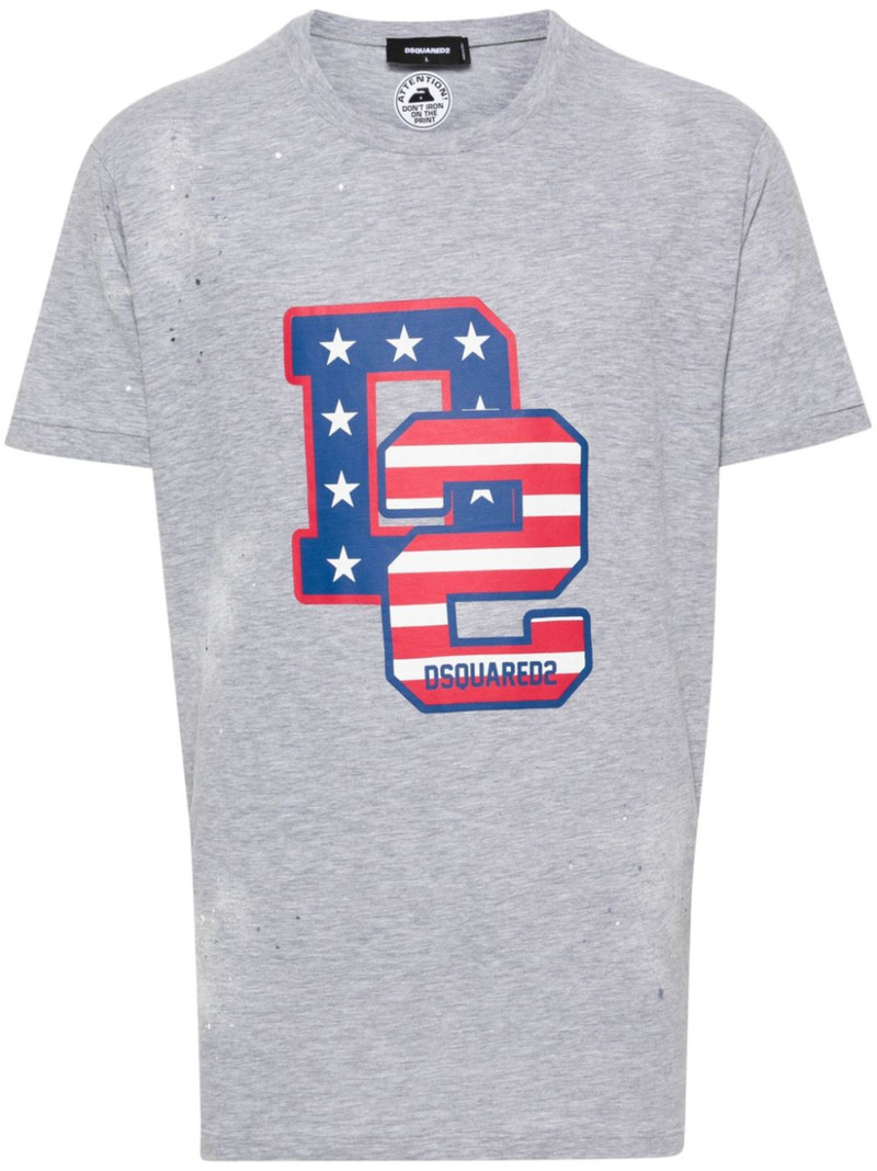 logo-print distressed T-shirt - 1