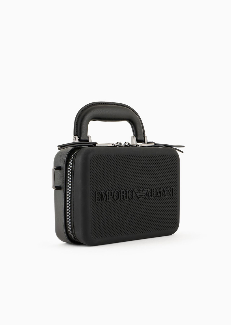 EMPORIO ARMANI ASV recycled rubber camera shoulder bag with logo outlook