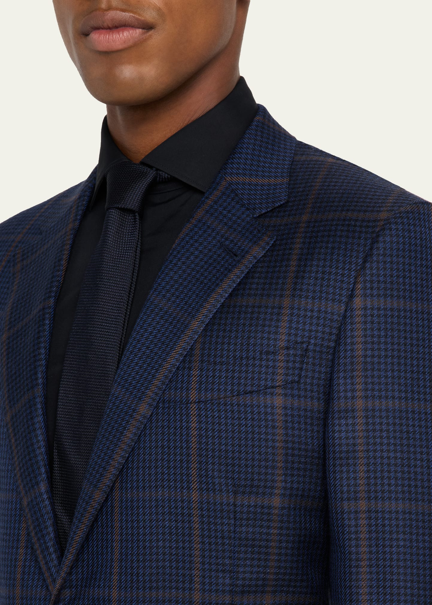Men's Cashmere and Silk Houndstooth Check Sport Coat - 7