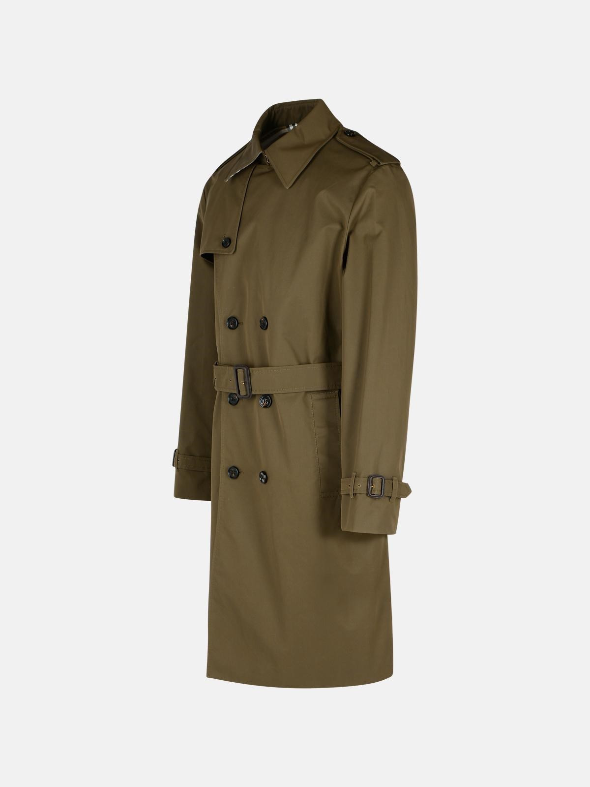 GREEN COTTON BLEND TRENCH COAT - 2