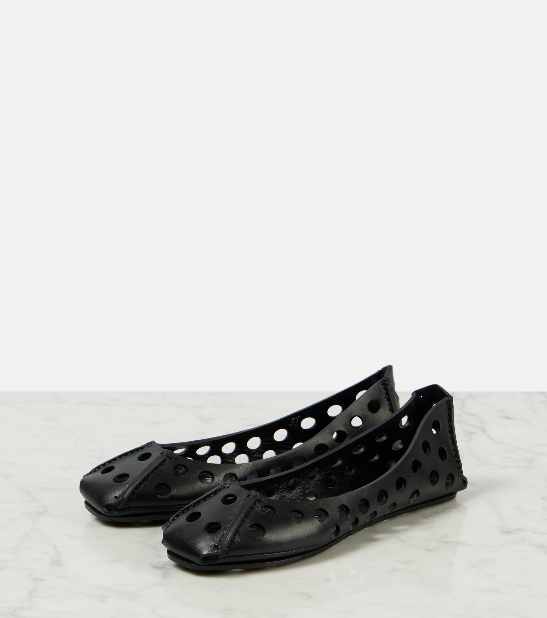 Cutout leather ballet flats - 4