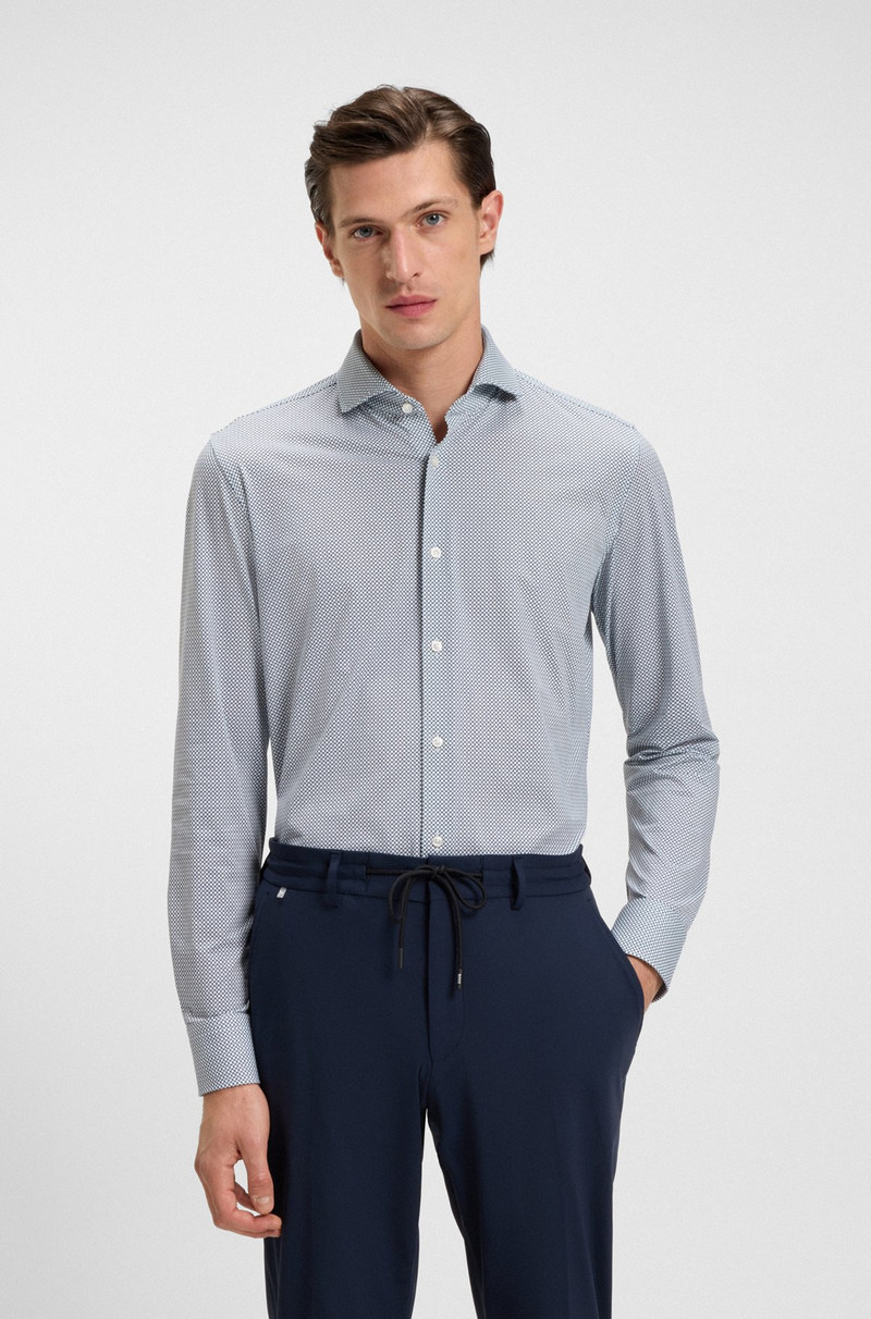 PRINTED SLIM-FIT SHIRT IN ITALIAN-MADE PERFORMANCE-STRETCH JERSEY 2