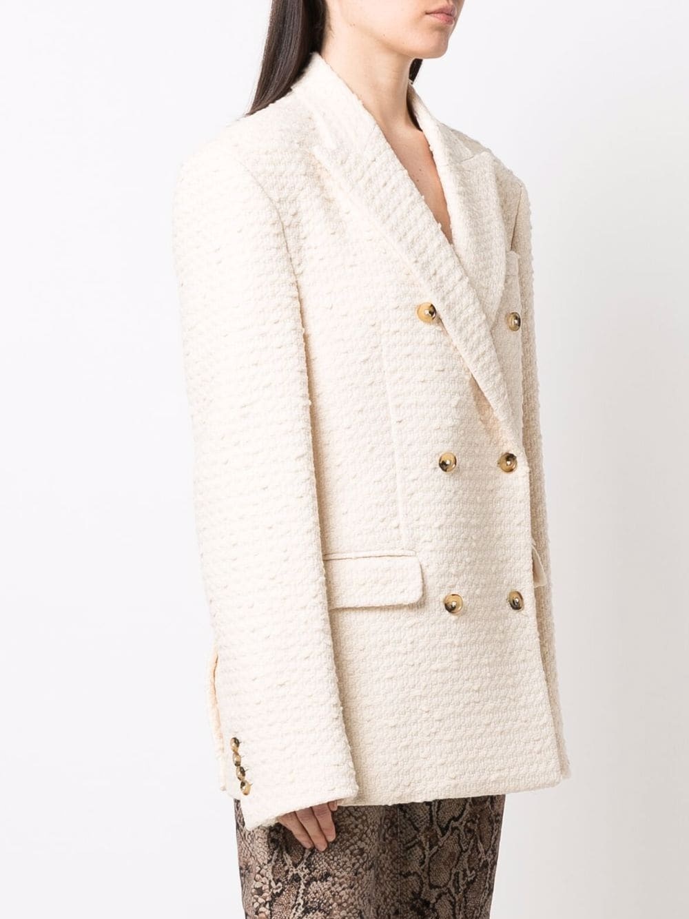 double-breasted bouclé blazer - 3