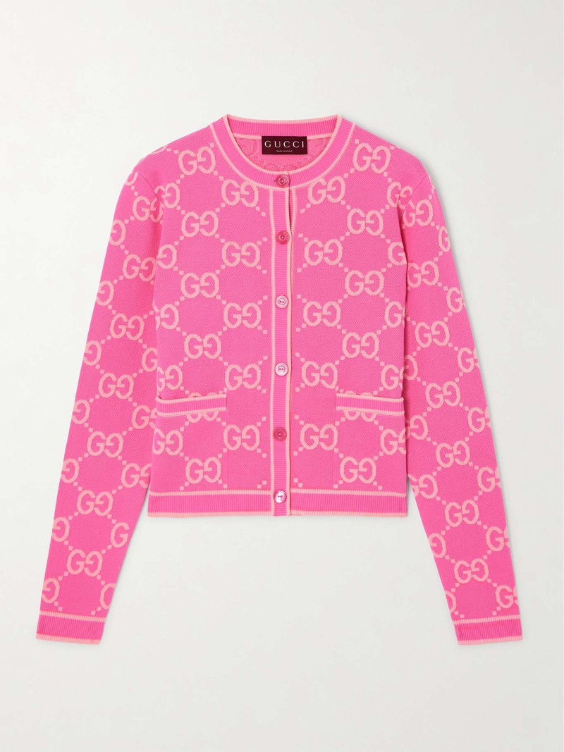 Jacquard-knit cotton cardigan - 1