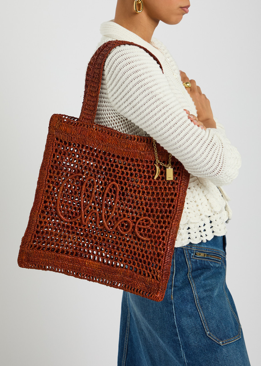 Chloe Summer Banana Logo Raffia Tote - 5