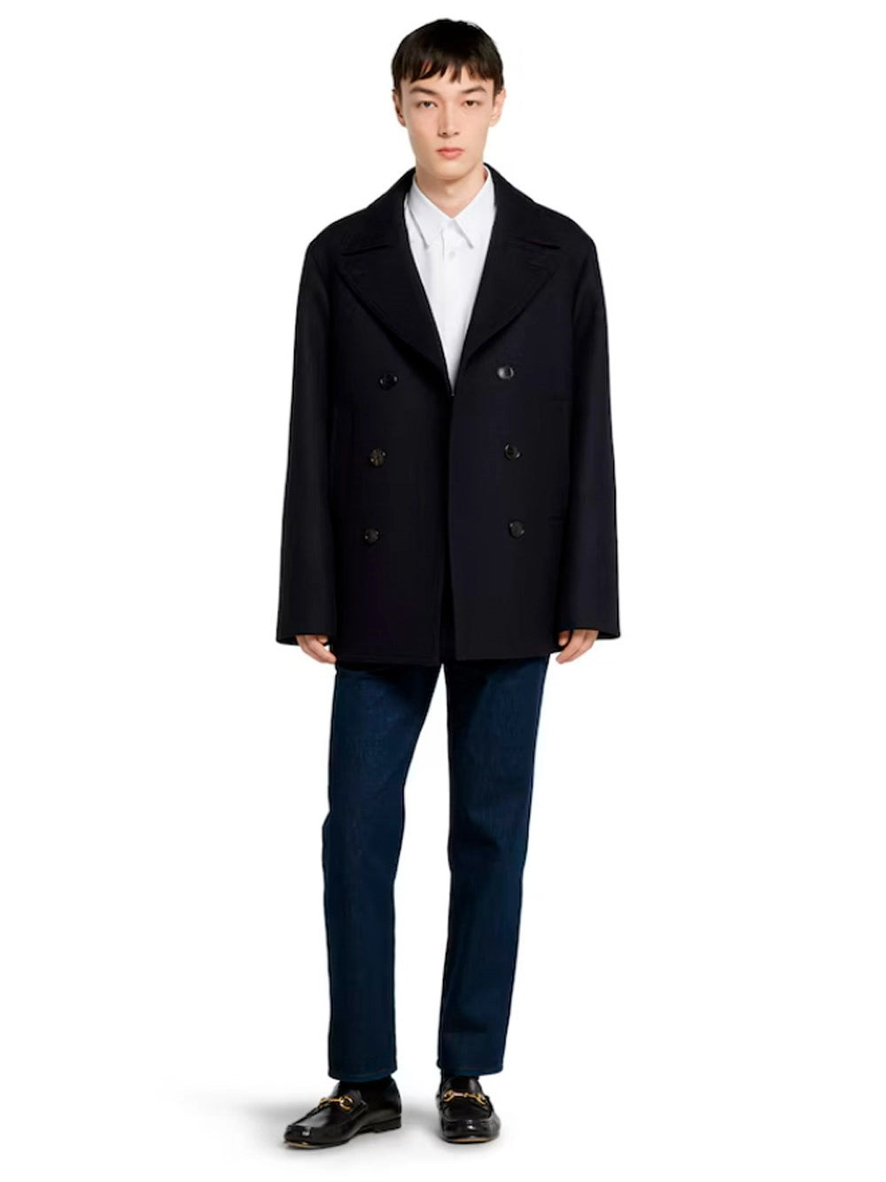 Gucci Men Wool And Leather Peacoat - 2