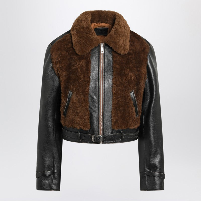 Prada Black Leather And Sheepskin Jacket Women - 1