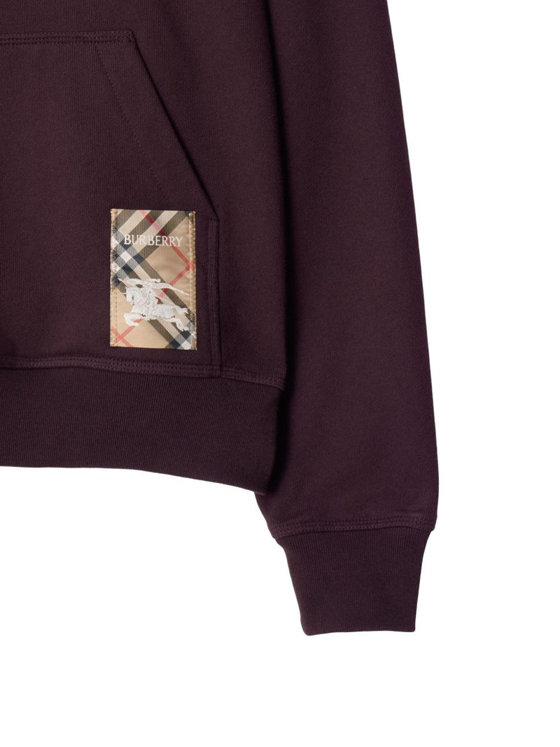 Burberry check-label cotton hoodie outlook