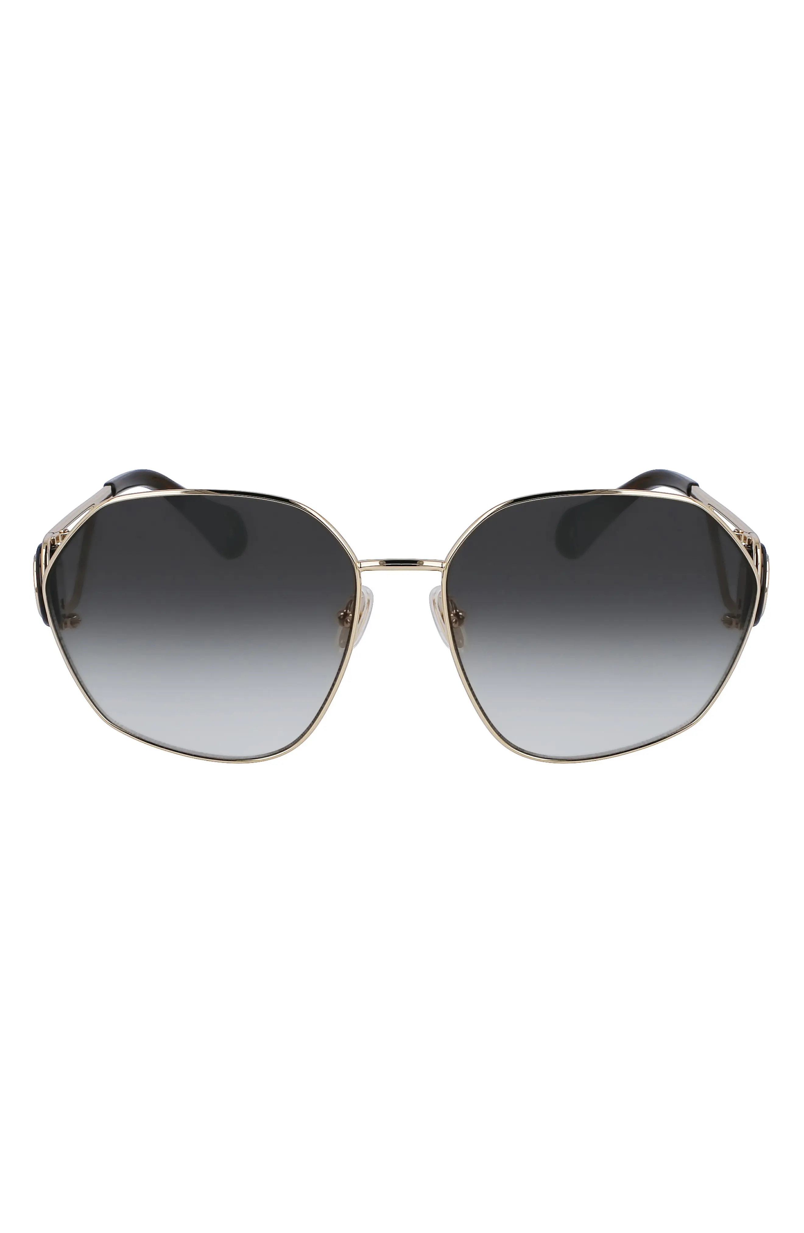 Mother & Child 62mm Oversize Rectangular Sunglasses in Gold/Gradient Khaki - 1