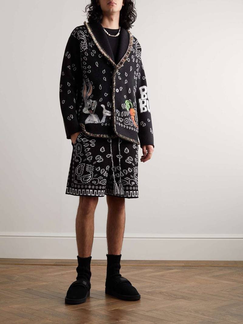 Alanui + Looney Tunes Fringed Wool-Jacquard Cardigan outlook