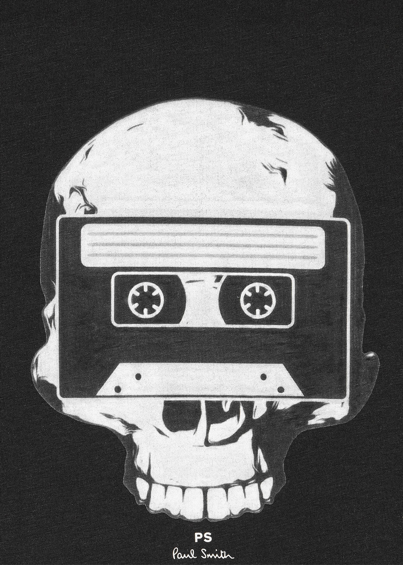 Paul Smith Black 'Skull Tape' Print T-Shirt outlook