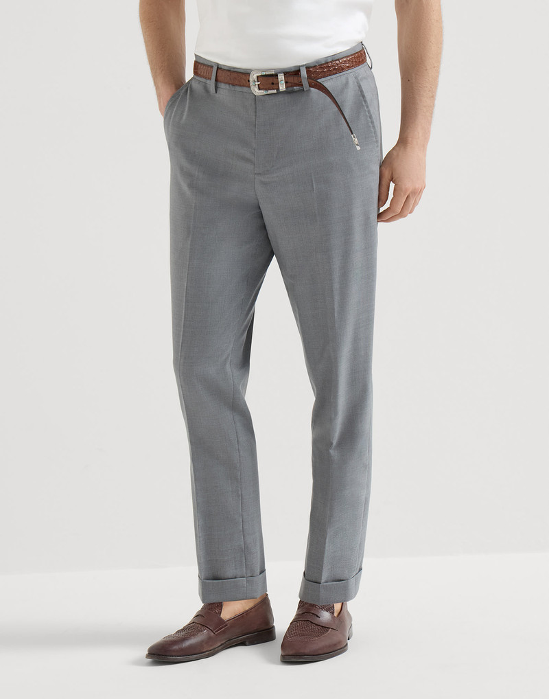 Virgin wool and silk lightweight hopsack trousers 2