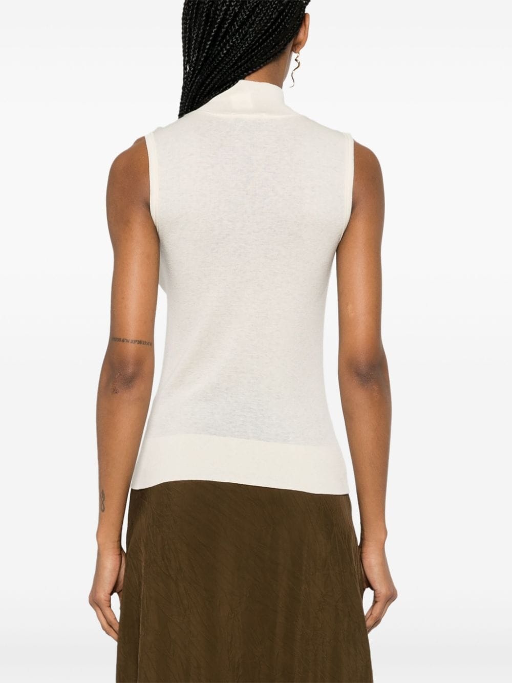 mock-neck sleeveless knitted top - 4