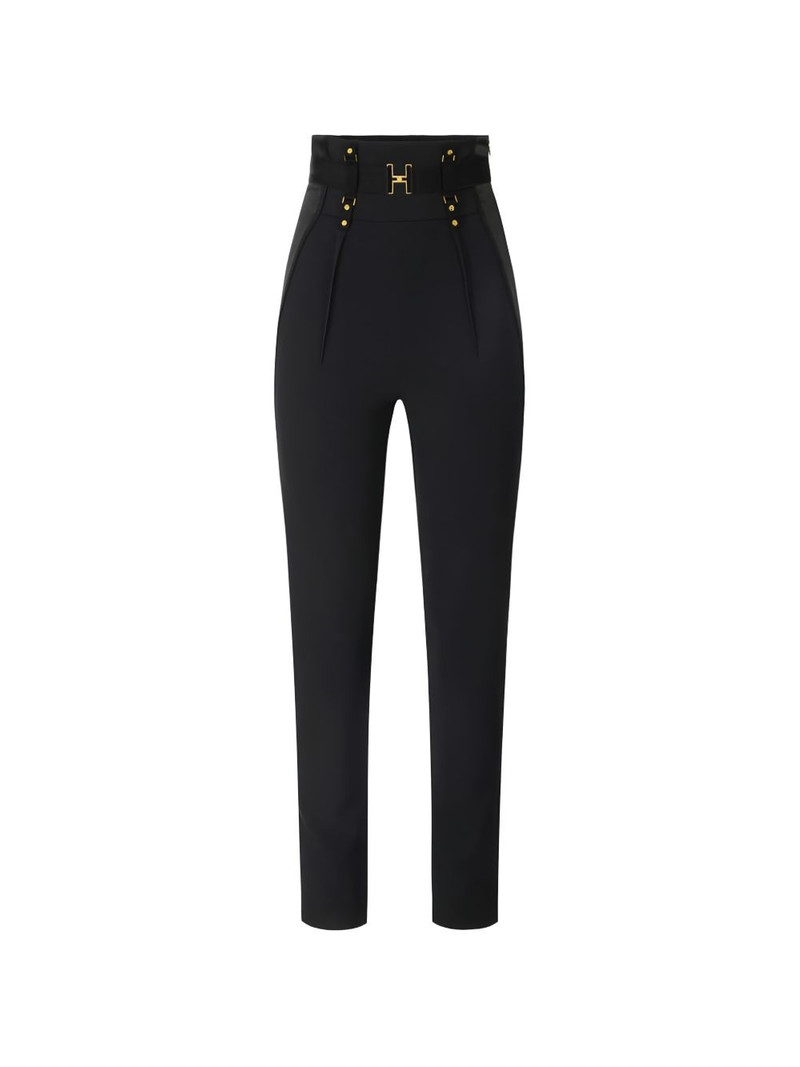satin-inserts logo-belt trousers 1